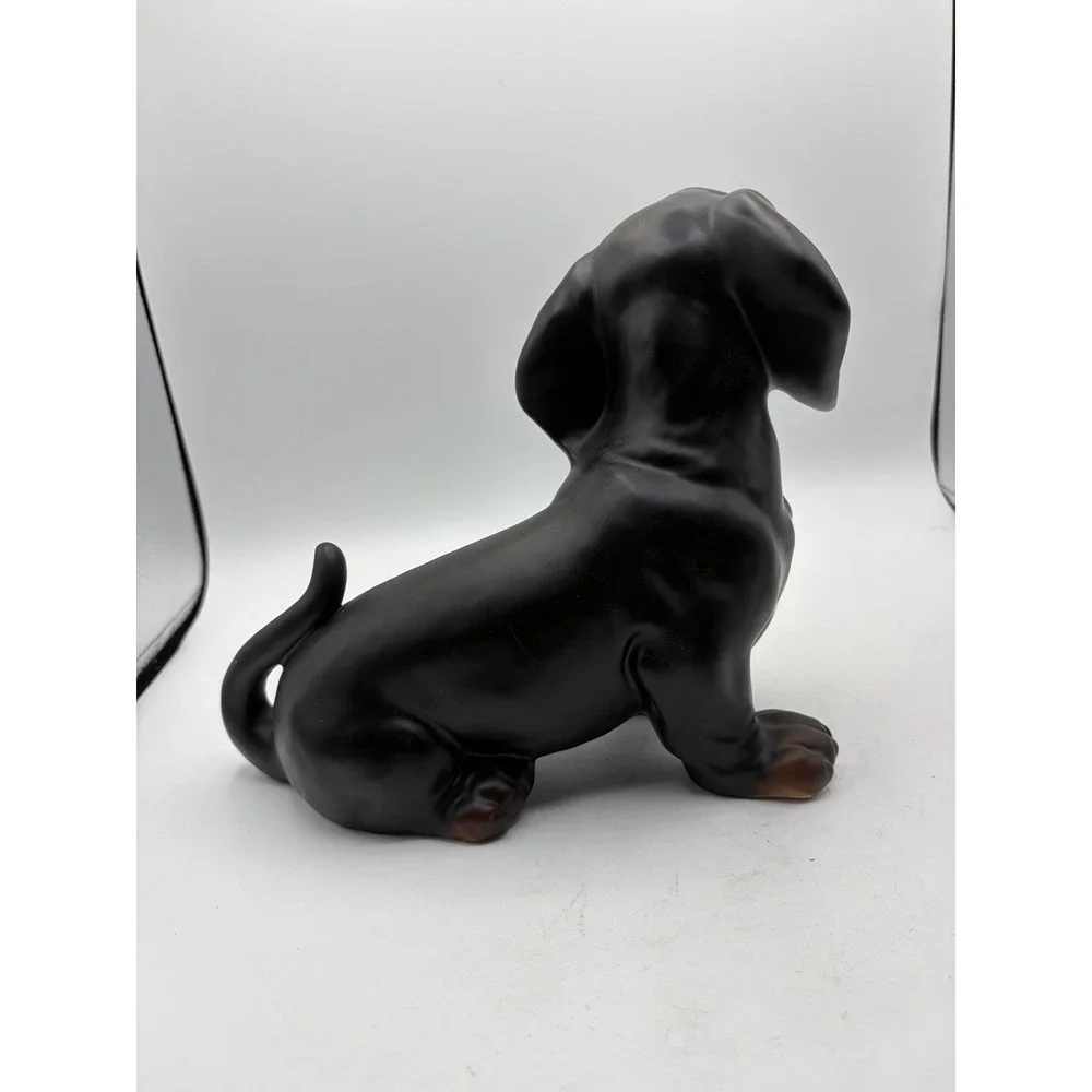 Vintage Dachshund Dog Figurine Black Matte Statue 11